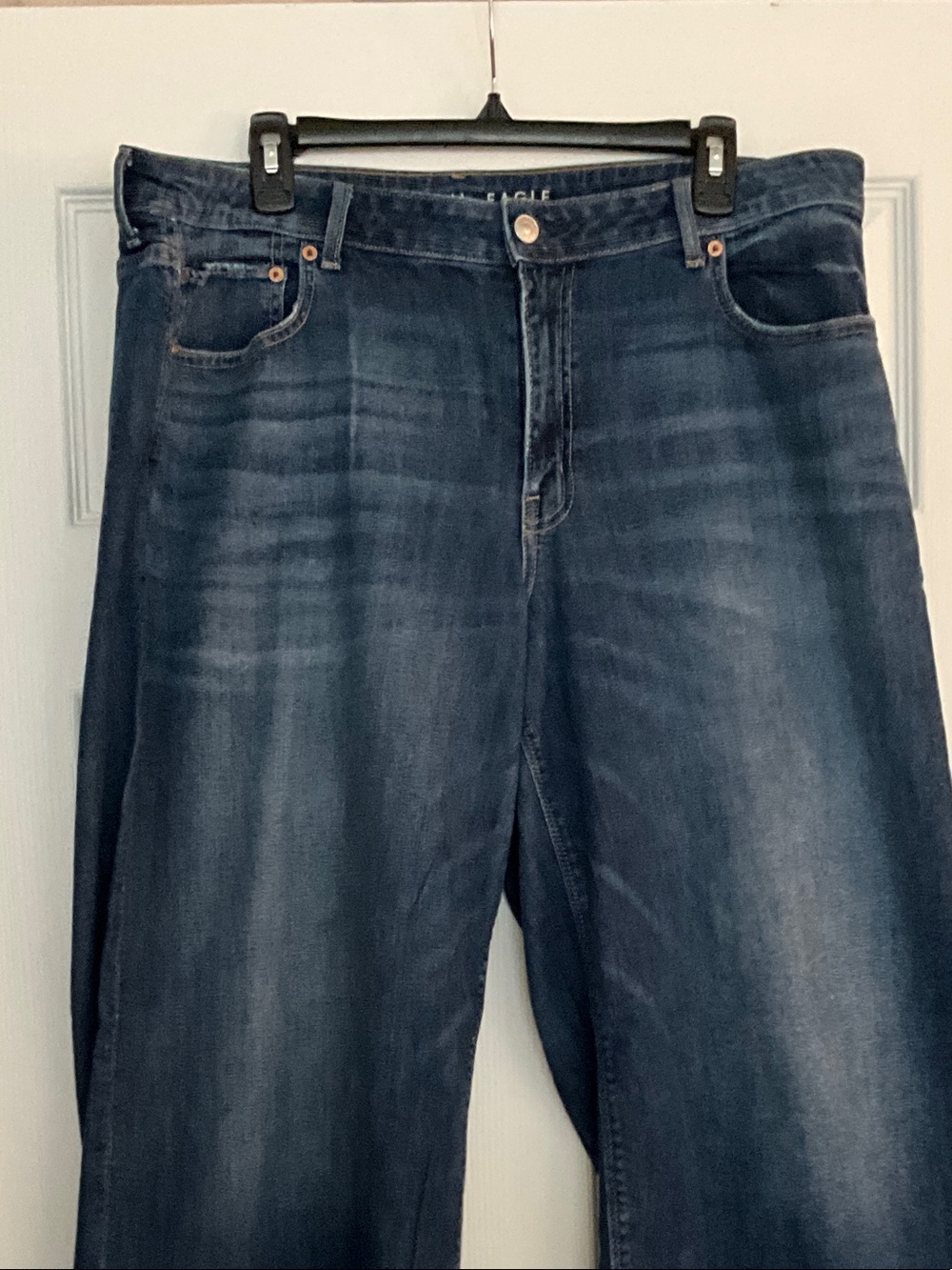 American Eagle Baggy Wide leg Dark Blue Jeans Size 14R - like NEW - Picture 3 of 7